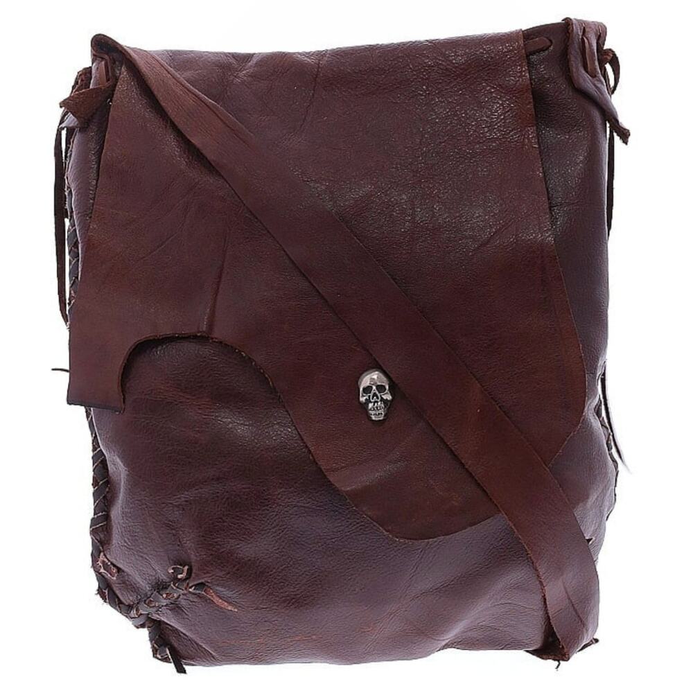 UNBRRANDED cowhide skull brown leather boho crossbody shoulder bag rustic purse